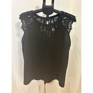 Truly Poppy Women s size XL Lace Trim Sleeveless Black Blouse